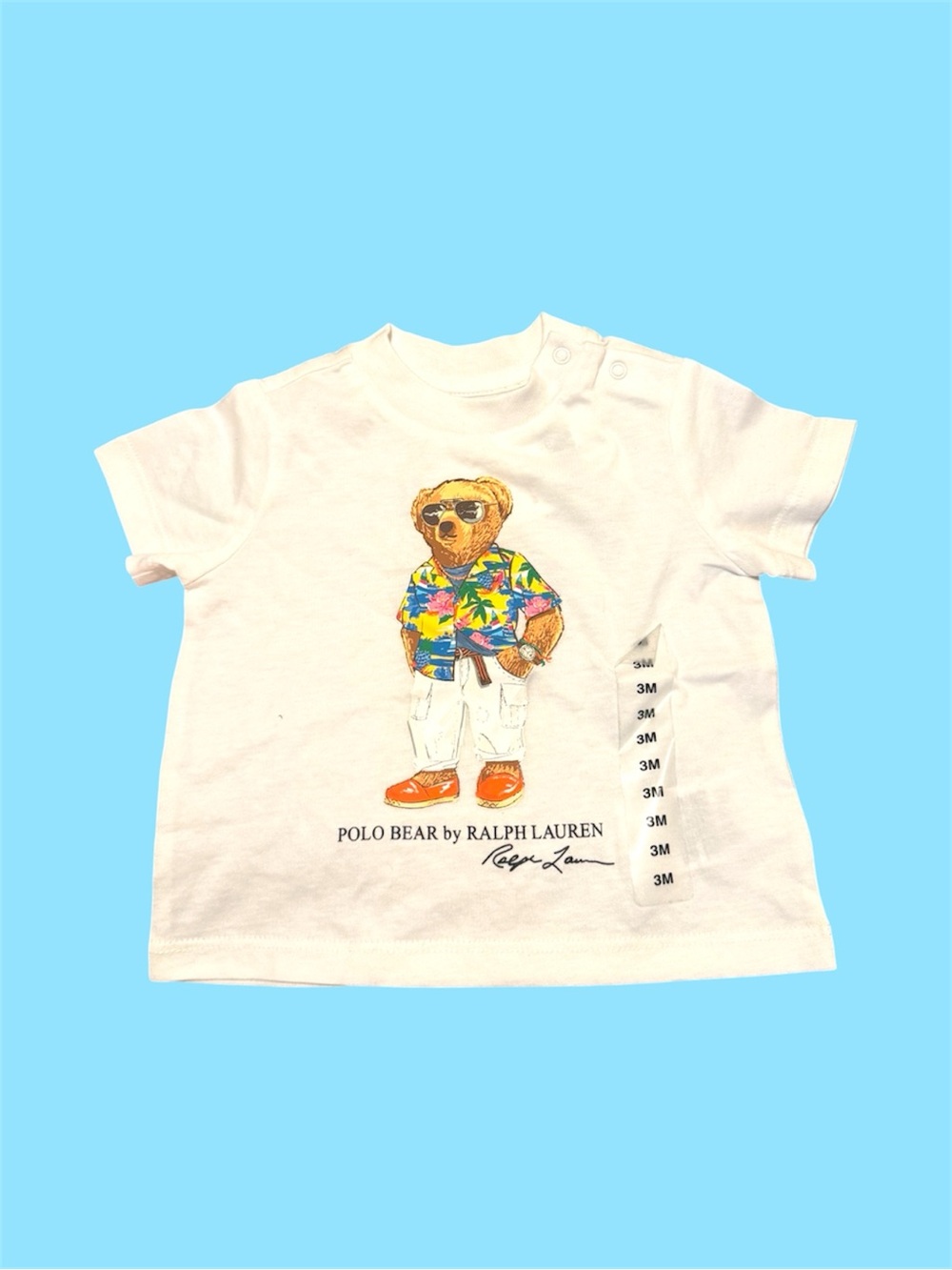Polo by Ralph Lauren White Baby Tee with Colorful Polo Bear Print